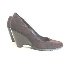 Cole Hann Slip On  3" Pump Sz 6 Brown Suede Leather Comfort Sole  Round Toe